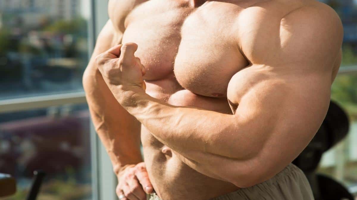Man with exploding biceps