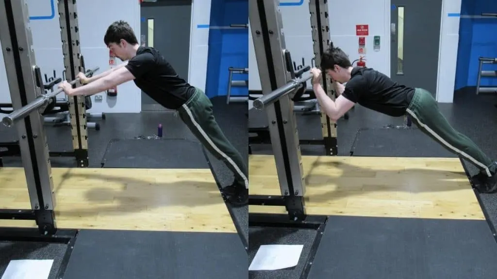 A man performing a body weight skull crusher