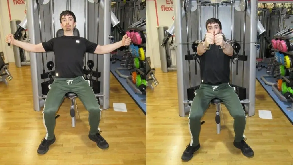 A man doing a cable chest fly