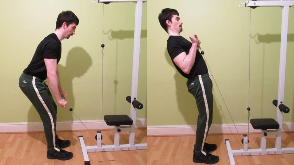 A man making a common cable reverse curl mistake:using momentum to lift the weight