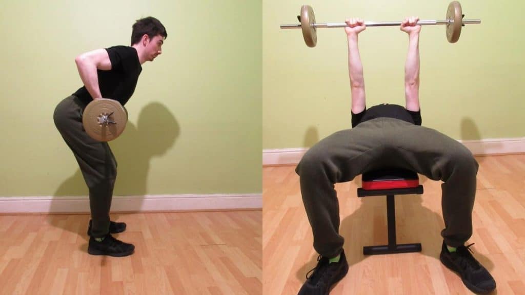 A man performing some compound exercises