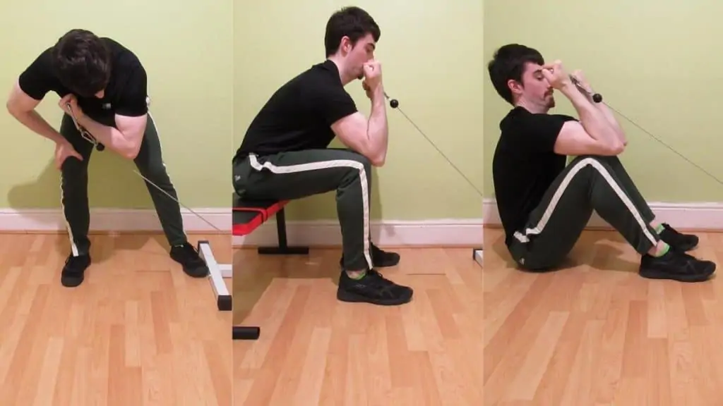 A man demonstrating some cable concentration curl variations