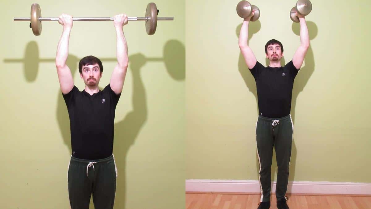 Dumbbell Curl To Overhead Press (Biceps and Shoulders)