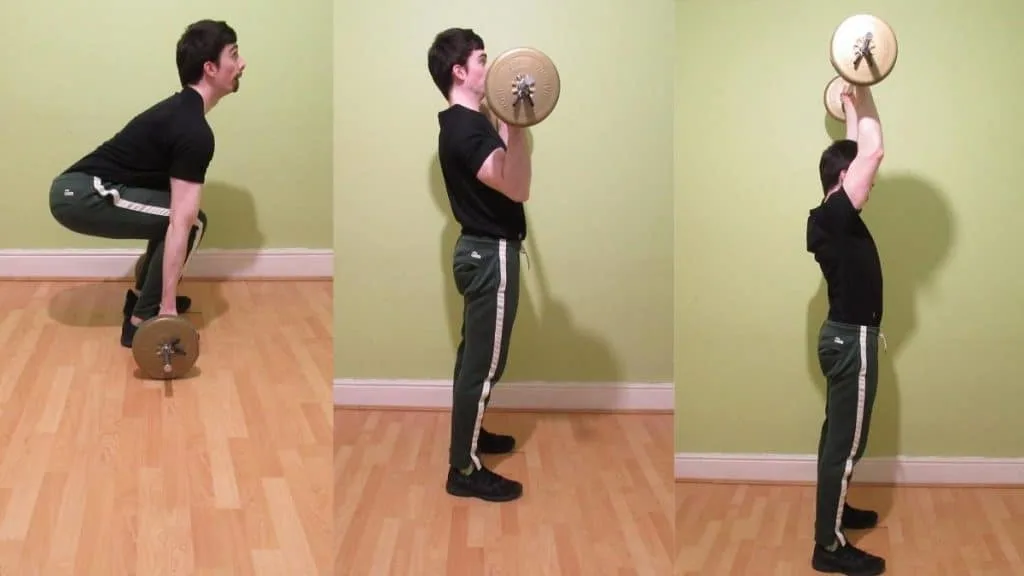 A man doing a dead curl press with a barbell