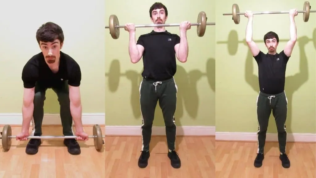 A man performing a deadlift curl press