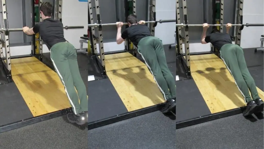 A man doing a double up body weight skull crusher