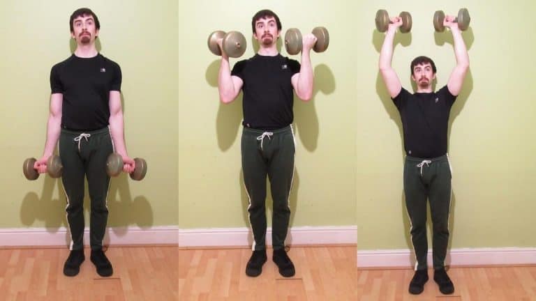 Dumbbell Curl To Overhead Press (Biceps and Shoulders)