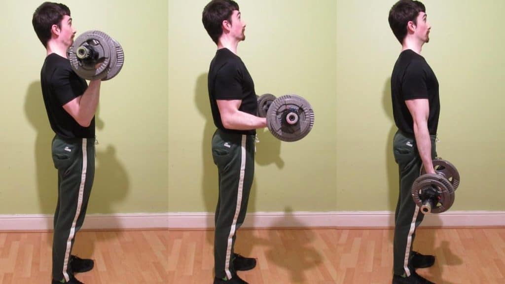 A man doing some dumbbell negative curls