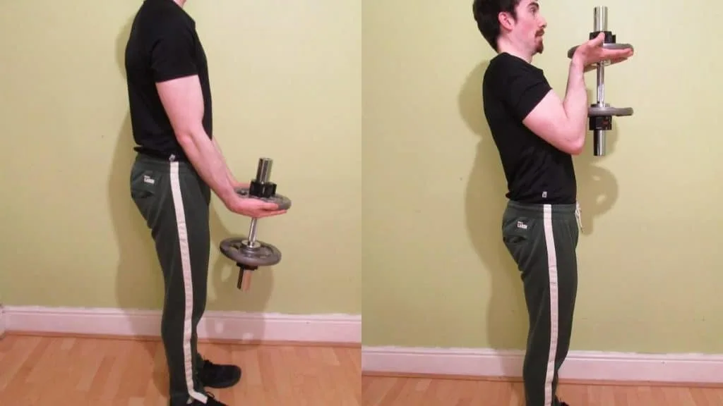 A man doing a dumbbell waiter curl to train his biceps