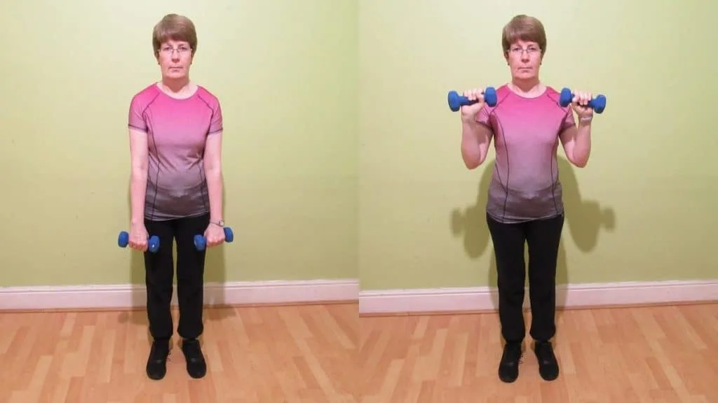 A lady performing some female bicep training