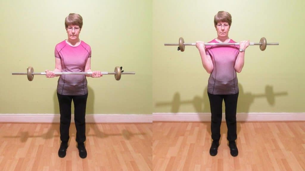 A woman performing a female bicep workout
