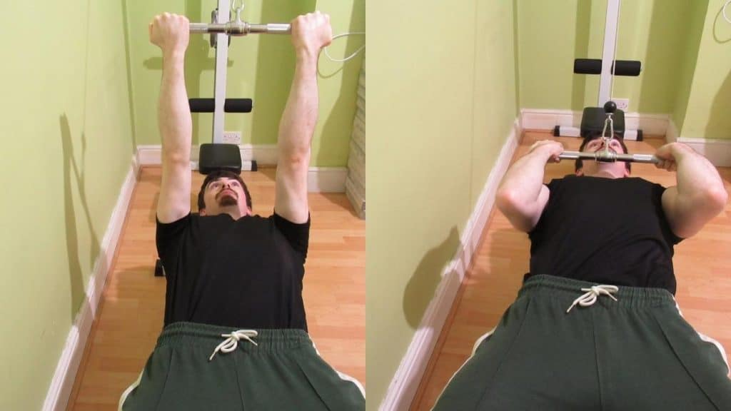 A man doing a guillotine cable curl