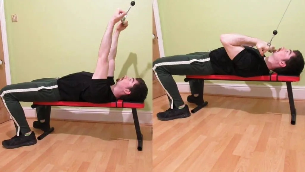 A man performing a cable guillotine curl for his biceps