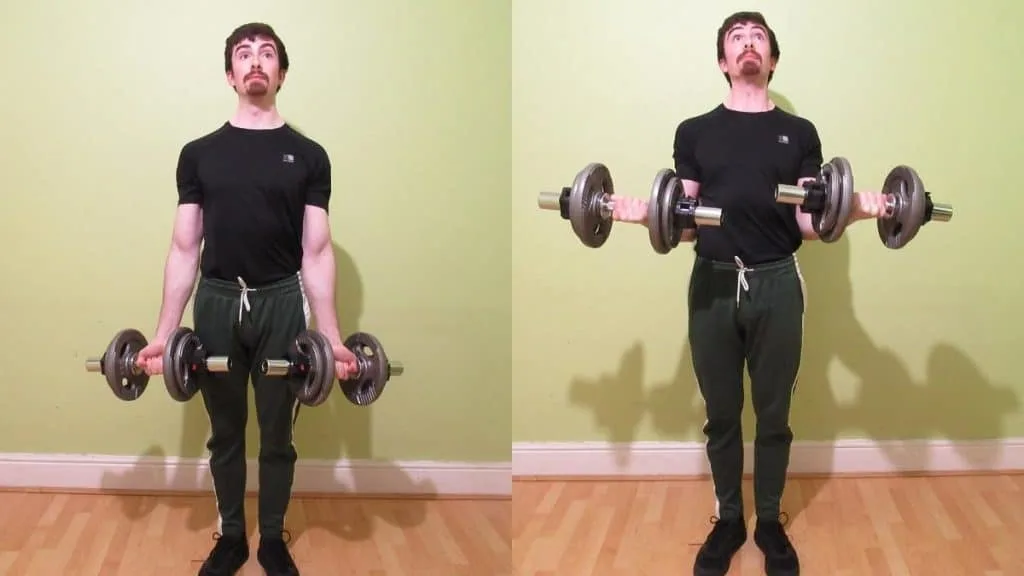 A man doing a half dumbbell curl