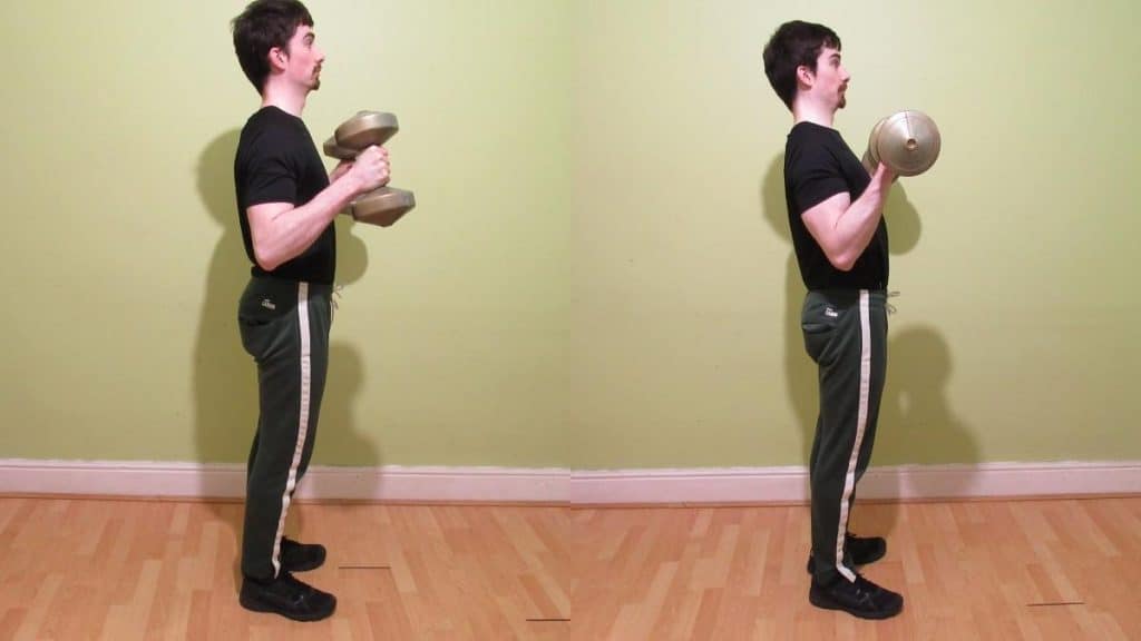 A weight lifter performing a hammer curls vs dumbbell curls comparison to illustrate the differences