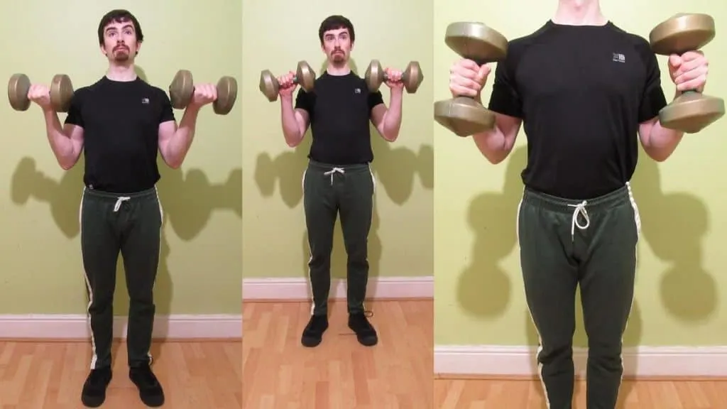 A man performing a hammer curls vs Zottman curls comparison