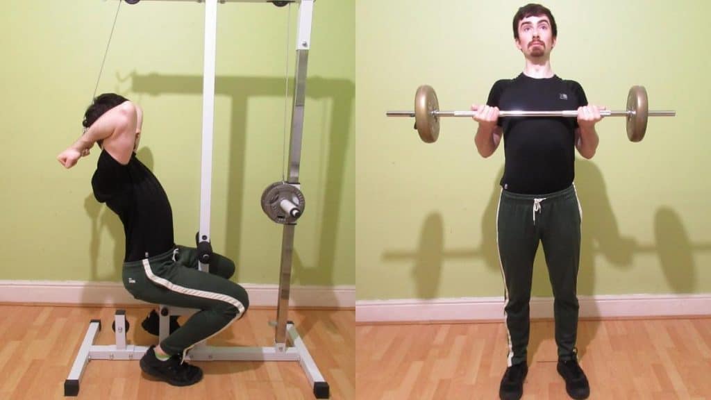 A weight lifter doing a high rep biceps workout