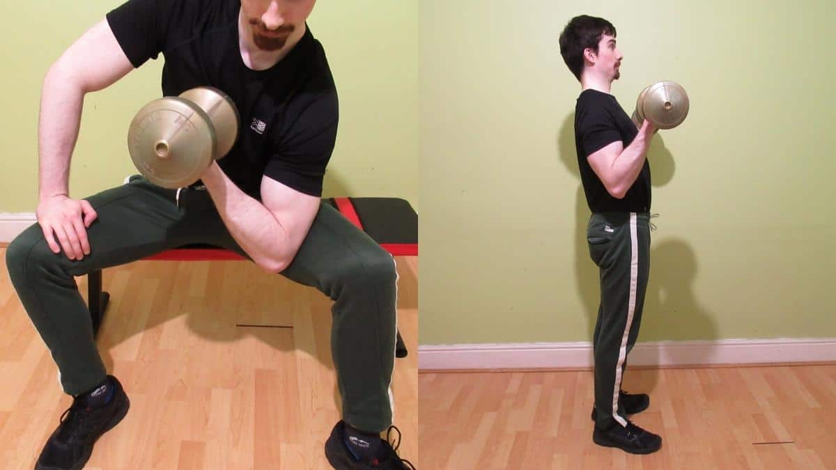 A man demonstrating how to work out your biceps at home