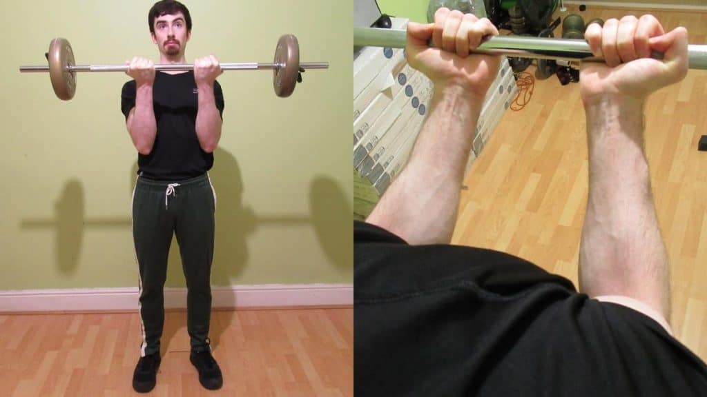 A weight lifter demonstrating how to work your outer bicep