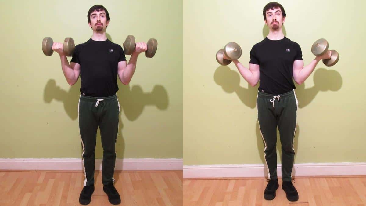 A man doing in and out curls for his biceps