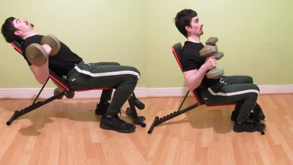 A man demonstrating some effective incline dumbbell curl variations for training the biceps