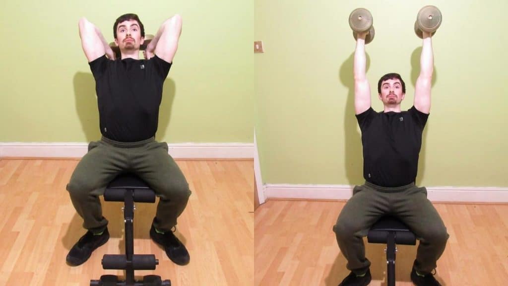 A man doing an incline dumbbell French press