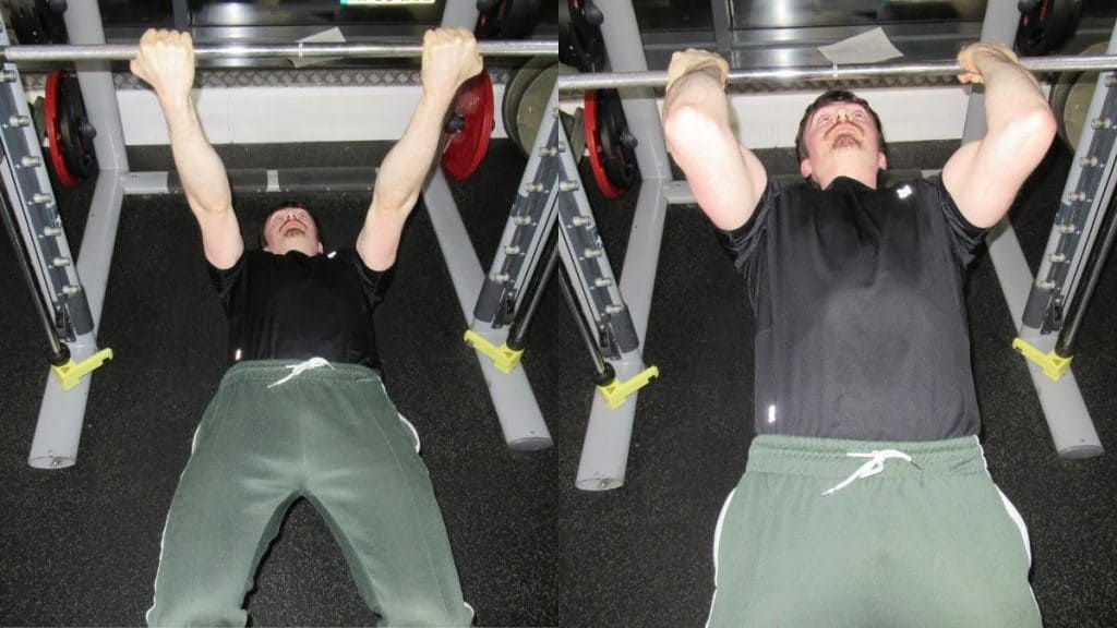 A man performing an inverted bicep curl
