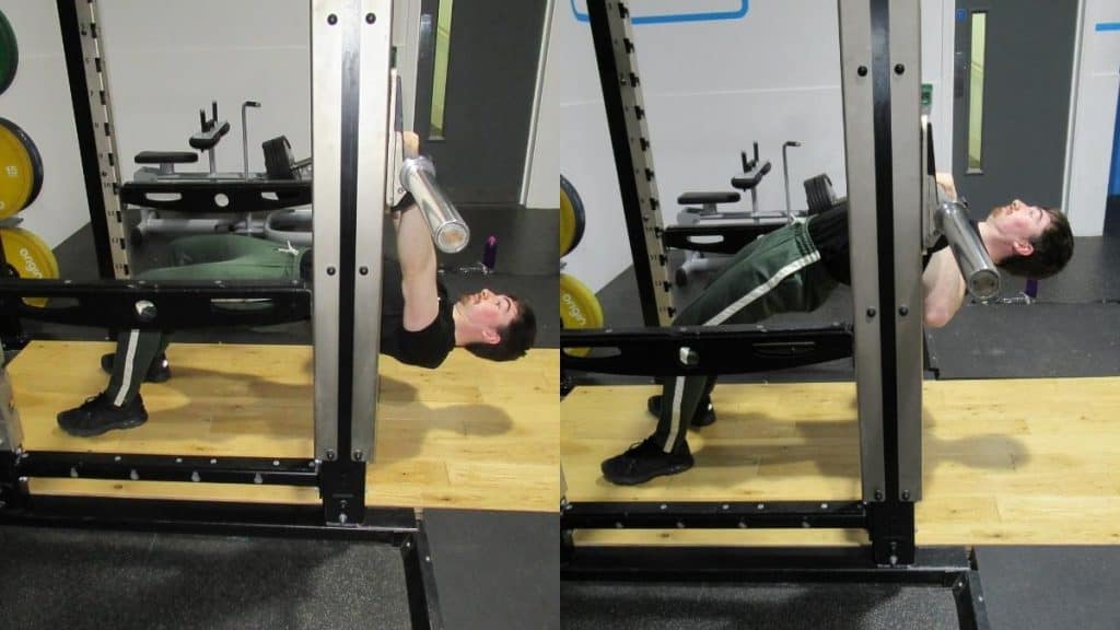 A man performing an inverted row