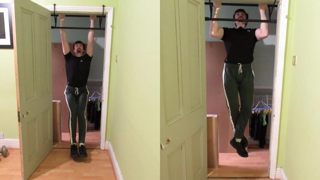 A man doing an isometric chin up