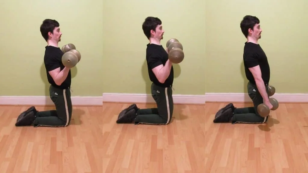 A amn performing a kneeling Zottman curl