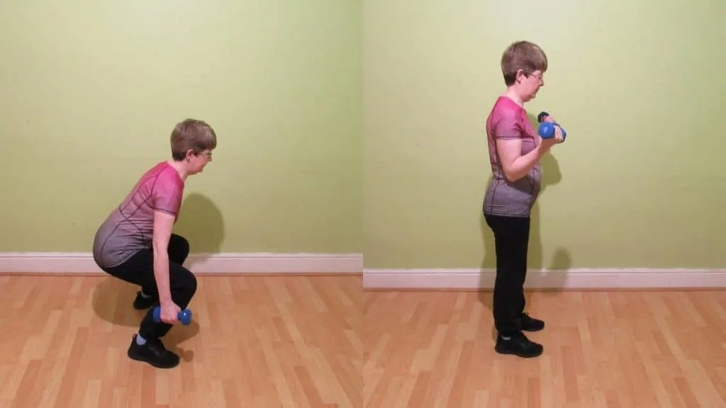 A lady doing a bicep workout