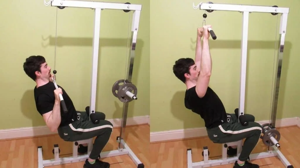 A man doing a lat pulldown