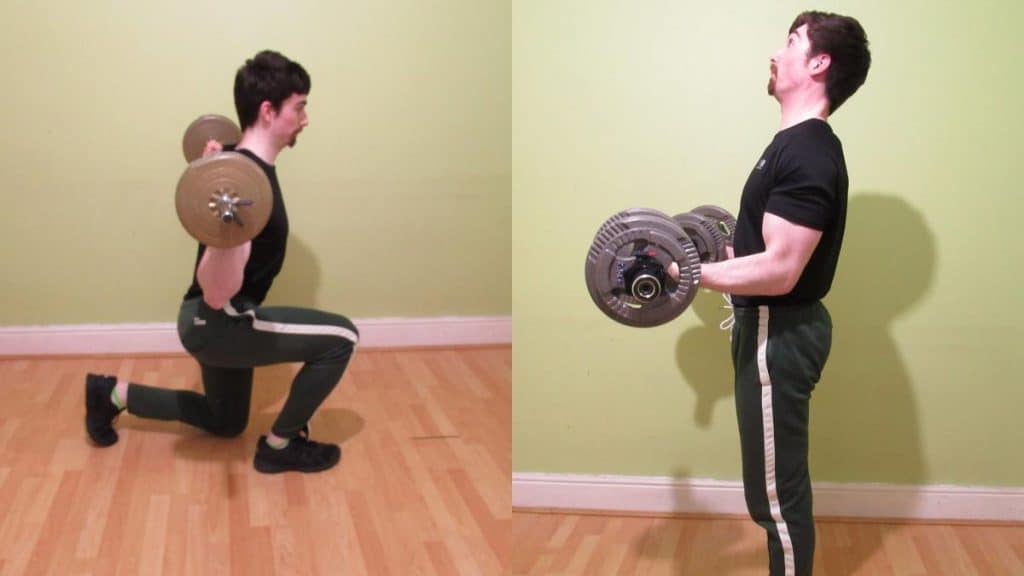 A weight lifter doing a leg and arms workout