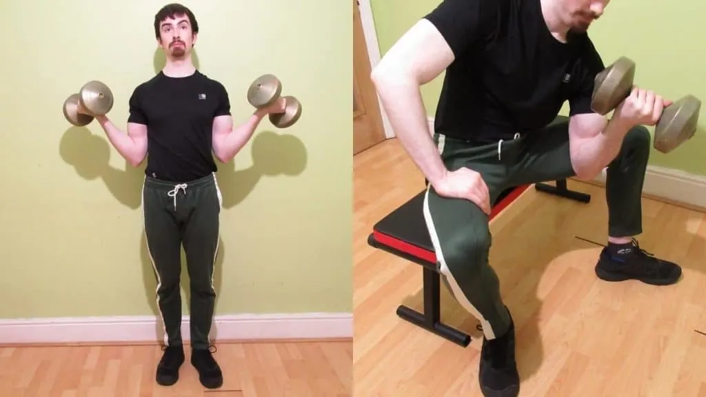 A man performing some lower bicep workouts