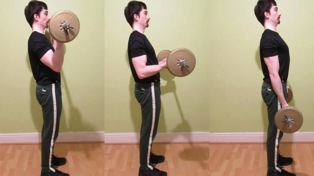 A man performing a negative bicep curl