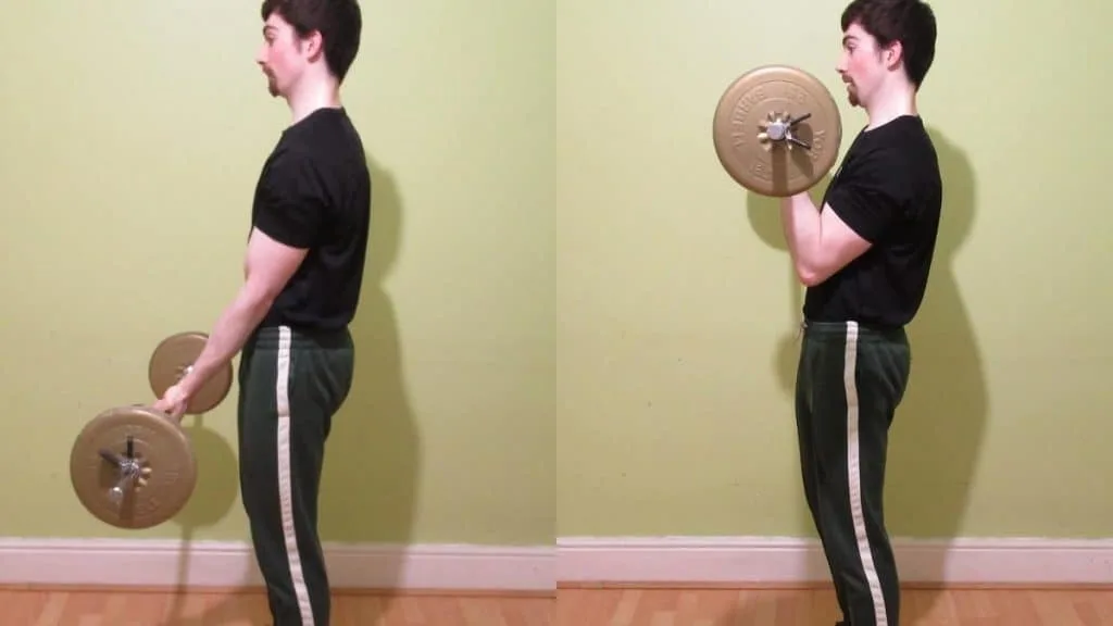 A man doing one arm barbell curls