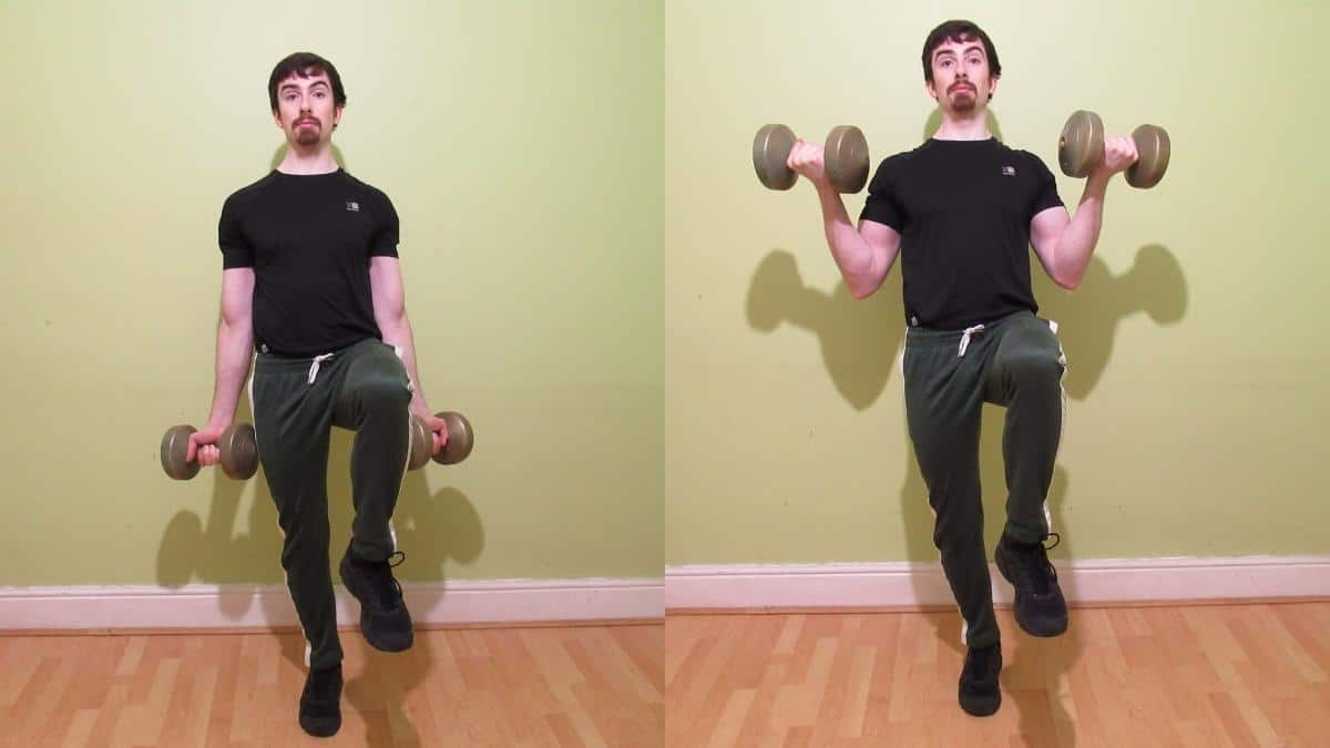 Single Leg Bicep Curl To Overhead Press Tutorial