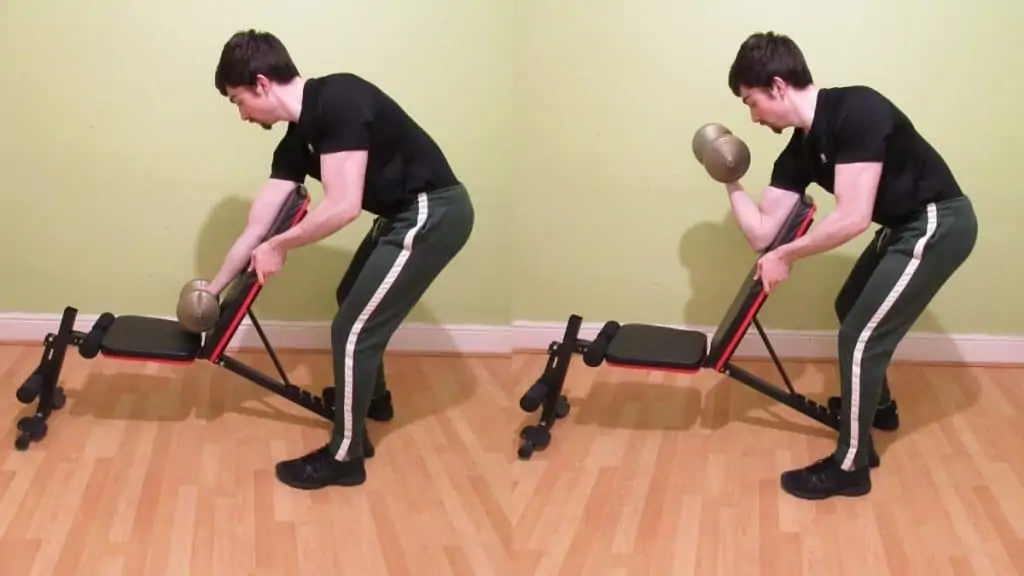 A man demonstrating a good preacher curl replacement