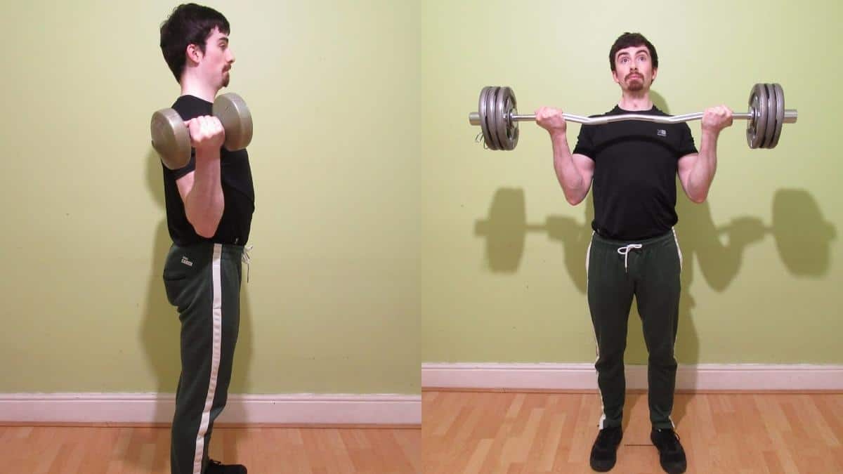A man performing a quick bicep workout to save time