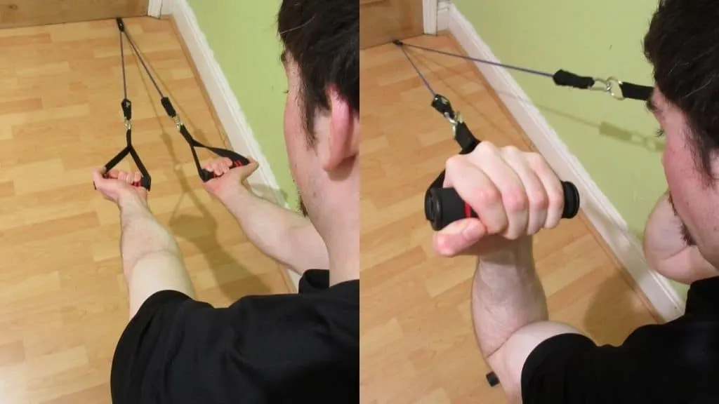 A man doing a resistance band spider curl to work his biceps