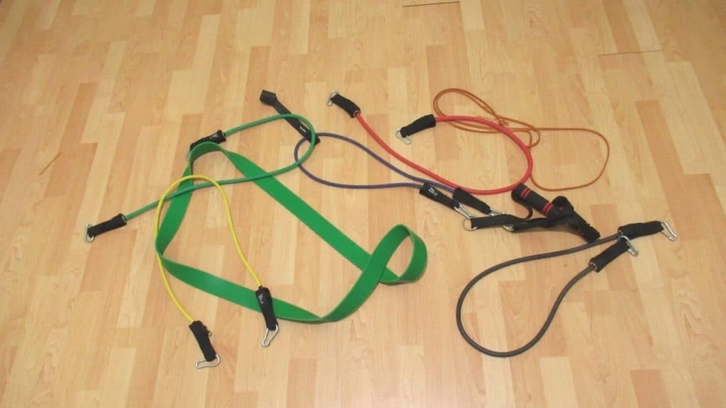 Some resistance bands on the floor