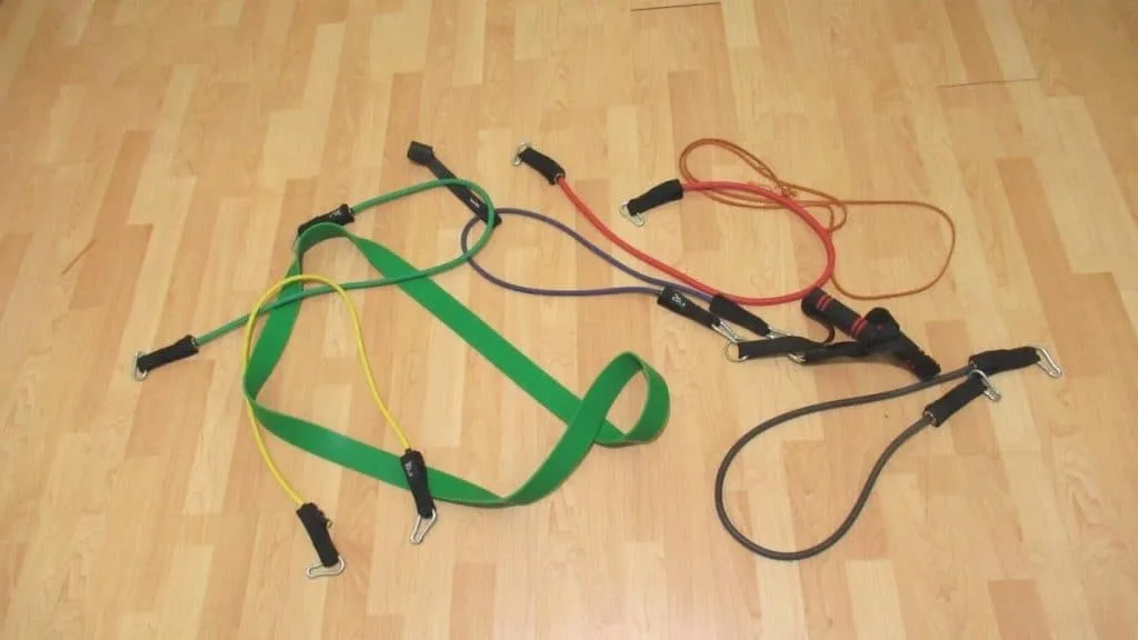 Some resistance bands on the floor