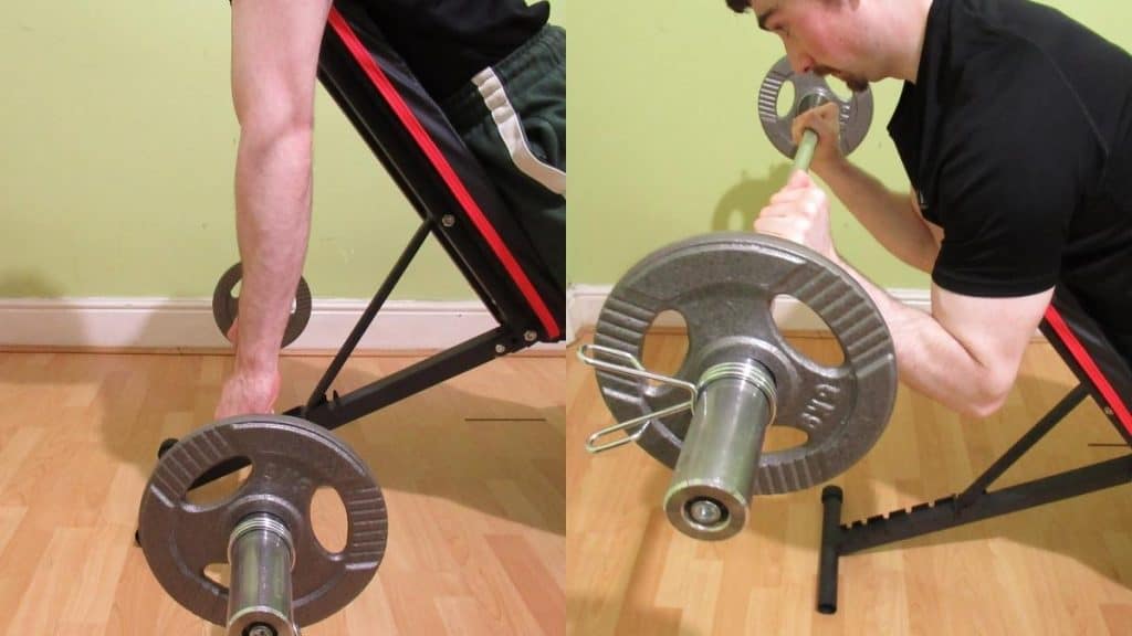 A man performing reverse grip spider curls