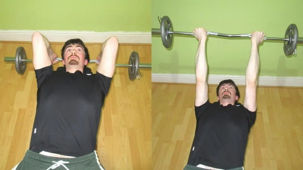 A man doing reverse skull crushers