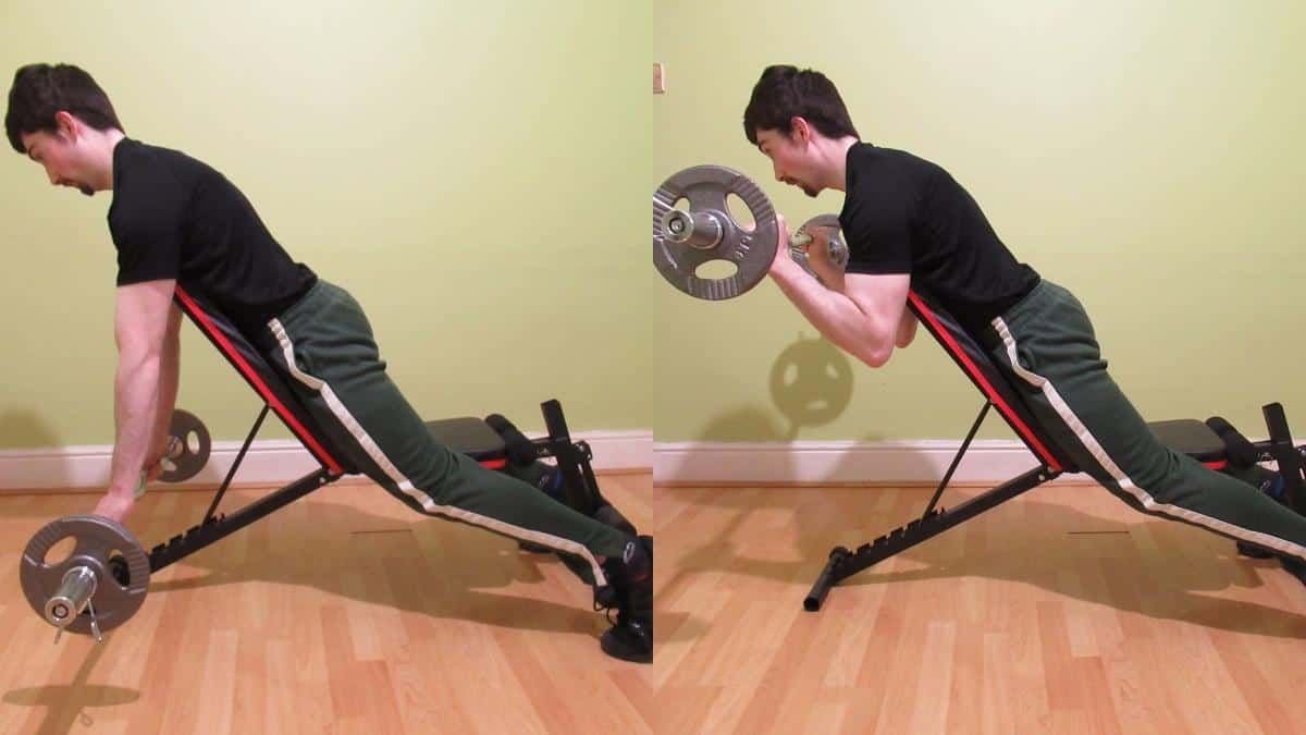 A man doing reverse spider curls (aka overhand spider curls) for his biceps