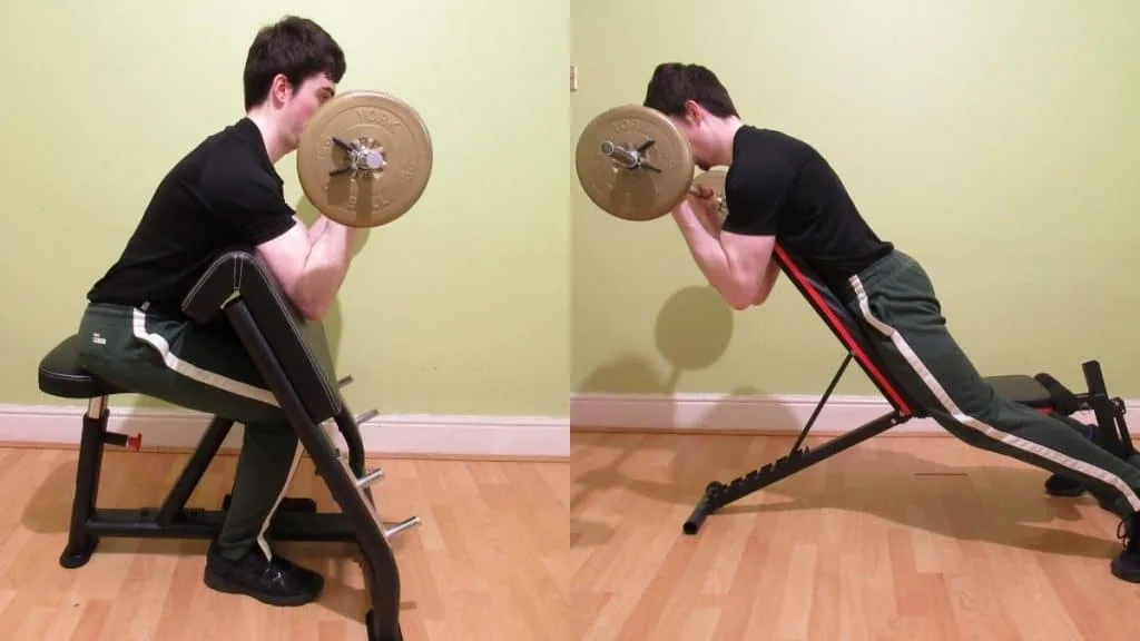 A weight lifter doing a short head bicep workout