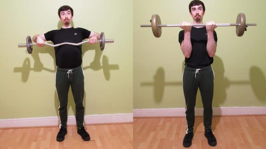 A man training his shoulders and biceps on the same day