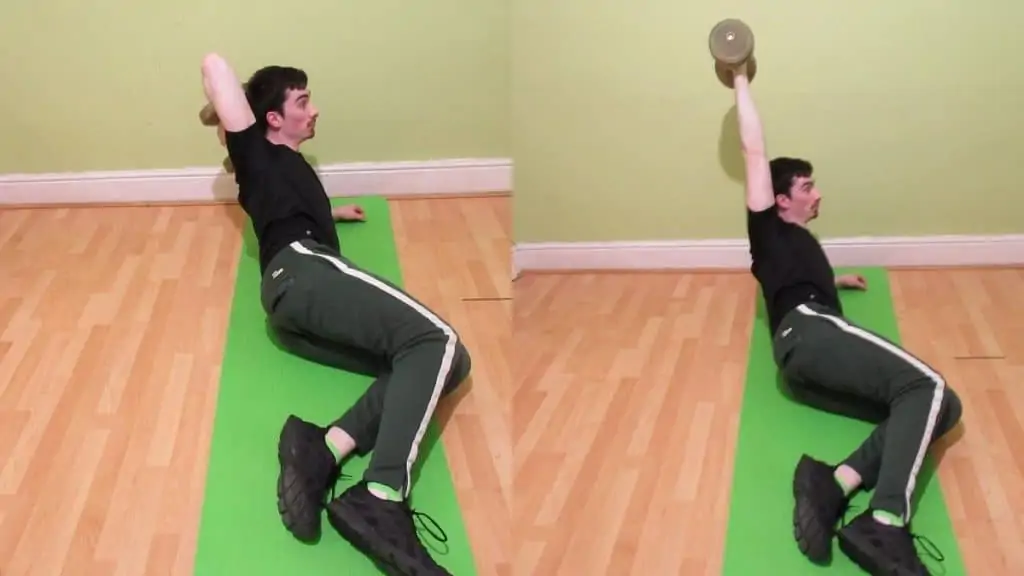 A man doing a side leaning triceps extension