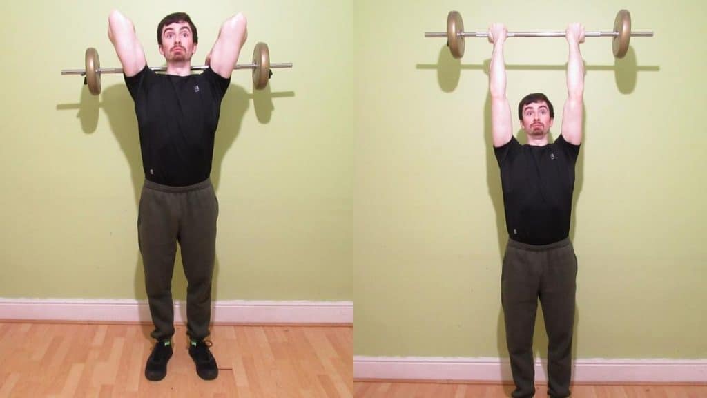 A man doing a reverse grip overhead extension