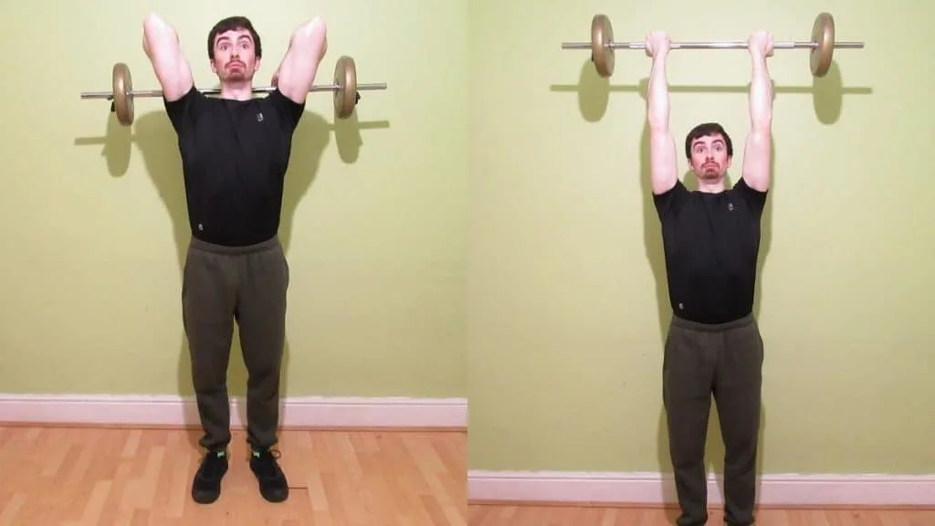 A man doing a reverse grip overhead extension